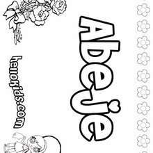 Abeje - Coloring page - NAME coloring pages - GIRLS NAME coloring pages - A names for girls coloring sheets