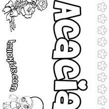 Acacia - Coloring page - NAME coloring pages - GIRLS NAME coloring pages - A names for girls coloring sheets