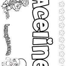 Aceline - Coloring page - NAME coloring pages - GIRLS NAME coloring pages - A names for girls coloring sheets