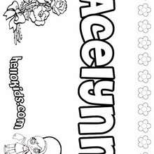Acelynn - Coloring page - NAME coloring pages - GIRLS NAME coloring pages - A names for girls coloring sheets