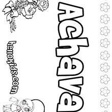 Achava - Coloring page - NAME coloring pages - GIRLS NAME coloring pages - A names for girls coloring sheets