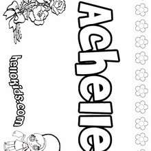 Achelle - Coloring page - NAME coloring pages - GIRLS NAME coloring pages - A names for girls coloring sheets