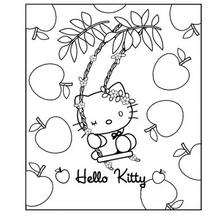 Hello Kitty and apples coloring page