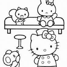 Hello Kitty at home coloring page