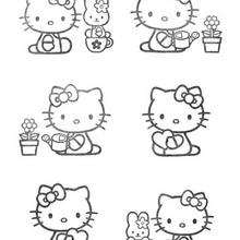 Hello Kitty gardening coloring page