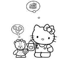 Hello Kitty is fond of food coloring page