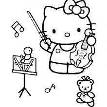 Hello Kitty playing the violin coloring page - Coloring page - GIRL coloring pages - HELLO KITTY coloring pages