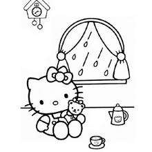 Hello Kitty playing with her doll coloring page - Coloring page - GIRL coloring pages - HELLO KITTY coloring pages