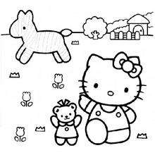 Hello Kitty the farmer coloring page