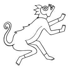 Monkey coloring page - Coloring page - ANIMAL coloring pages - PREHISPANIC ANIMAL animal coloring pages