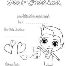 Best Grandma certificate - Coloring page - HOLIDAY coloring pages - GRANDPARENTS DAY Coloring pages