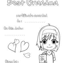 Best Grandma certificate to color - Coloring page - HOLIDAY coloring pages - GRANDPARENTS DAY Coloring pages
