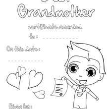 Best Grandmother certificate coloring page - Coloring page - HOLIDAY coloring pages - GRANDPARENTS DAY Coloring pages