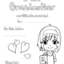 Best Grandmother certificate coloring page