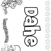Dahe - Coloring page - NAME coloring pages - GIRLS NAME coloring pages - D names for GIRLS free coloring sheets