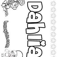 Dahlia - Coloring page - NAME coloring pages - GIRLS NAME coloring pages - D names for GIRLS free coloring sheets