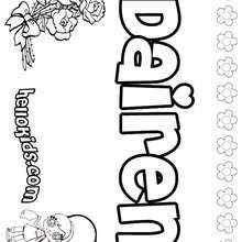 Dairen - Coloring page - NAME coloring pages - GIRLS NAME coloring pages - D names for GIRLS free coloring sheets