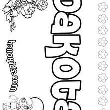 Dakota - Coloring page - NAME coloring pages - GIRLS NAME coloring pages - D names for GIRLS free coloring sheets