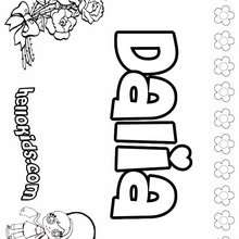 Dalia - Coloring page - NAME coloring pages - GIRLS NAME coloring pages - D names for GIRLS free coloring sheets