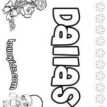Dallas - Coloring page - NAME coloring pages - GIRLS NAME coloring pages - D names for GIRLS free coloring sheets