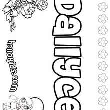 Dallyce - Coloring page - NAME coloring pages - GIRLS NAME coloring pages - D names for GIRLS free coloring sheets