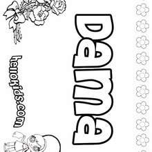 Dama - Coloring page - NAME coloring pages - GIRLS NAME coloring pages - D names for GIRLS free coloring sheets