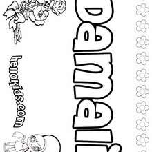 Damali - Coloring page - NAME coloring pages - GIRLS NAME coloring pages - D names for GIRLS free coloring sheets