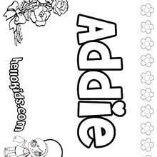 Addie - Coloring page - NAME coloring pages - GIRLS NAME coloring pages - A names for girls coloring sheets