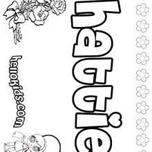Hattie - Coloring page - NAME coloring pages - GIRLS NAME coloring pages - H names for GIRLS online coloring book