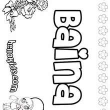 Baina - Coloring page - NAME coloring pages - GIRLS NAME coloring pages - B names for girls coloring sheets