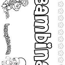 Bambina - Coloring page - NAME coloring pages - GIRLS NAME coloring pages - B names for girls coloring sheets