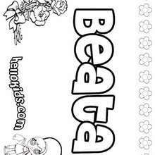 Beata - Coloring page - NAME coloring pages - GIRLS NAME coloring pages - B names for girls coloring sheets