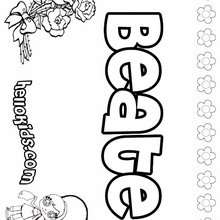 Beate - Coloring page - NAME coloring pages - GIRLS NAME coloring pages - B names for girls coloring sheets
