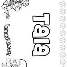 Tala - Coloring page - NAME coloring pages - GIRLS NAME coloring pages - T names for girls coloring and printing posters