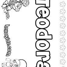 Teodora - Coloring page - NAME coloring pages - GIRLS NAME coloring pages - T names for girls coloring and printing posters