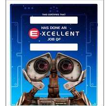 WALL E Great Job Certificate coloring page