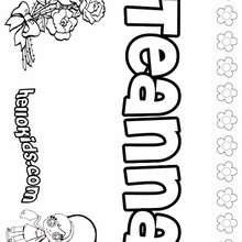 Teanna - Coloring page - NAME coloring pages - GIRLS NAME coloring pages - T names for girls coloring and printing posters