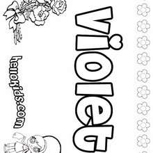 Violet - Coloring page - NAME coloring pages - GIRLS NAME coloring pages - U, V, W, X, Y, Z girls names posters