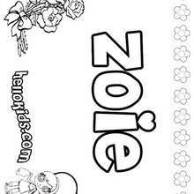 Zoie - Coloring page - NAME coloring pages - GIRLS NAME coloring pages - U, V, W, X, Y, Z girls names posters