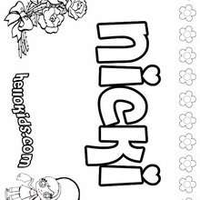 Nicki - Coloring page - NAME coloring pages - GIRLS NAME coloring pages - N names for girls coloring posters