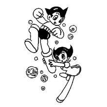 Astro Boy with friend coloring page - Coloring page - CHARACTERS coloring pages - TV SERIES CHARACTERS coloring pages - ASTRO BOY coloring pages - ASTRO GIRL coloring pages