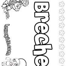 Breche - Coloring page - NAME coloring pages - GIRLS NAME coloring pages - B names for girls coloring sheets