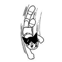 Flying Astro Boy coloring page - Coloring page - CHARACTERS coloring pages - TV SERIES CHARACTERS coloring pages - ASTRO BOY coloring pages - ASTRO BOY to color
