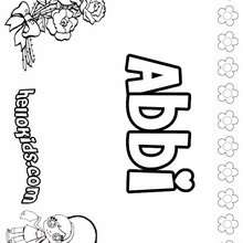 Abbi - Coloring page - NAME coloring pages - GIRLS NAME coloring pages - A names for girls coloring sheets
