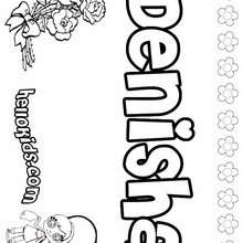 Denisha - Coloring page - NAME coloring pages - GIRLS NAME coloring pages - D names for GIRLS free coloring sheets