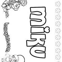 Miku - Coloring page - NAME coloring pages - GIRLS NAME coloring pages - M names for girls coloring posters