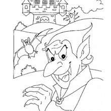Dracula and his haunted castle coloring page