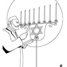 Hanukkah candle lighting coloring page