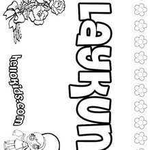 Laykun - Coloring page - NAME coloring pages - GIRLS NAME coloring pages - L girl names coloring posters