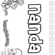Nanda - Coloring page - NAME coloring pages - GIRLS NAME coloring pages - N names for girls coloring posters
